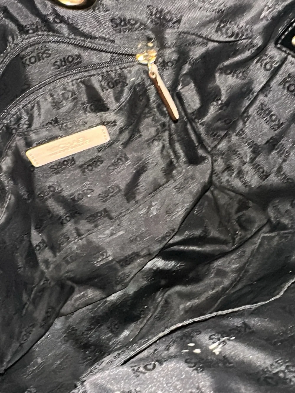 Michael Kors Black Patent Shoulder Tote with Light Tan Straps